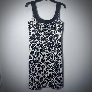 Evan Picone Women's size 12  Black/Beige‎ A-Line Floral Sleeveless Dress